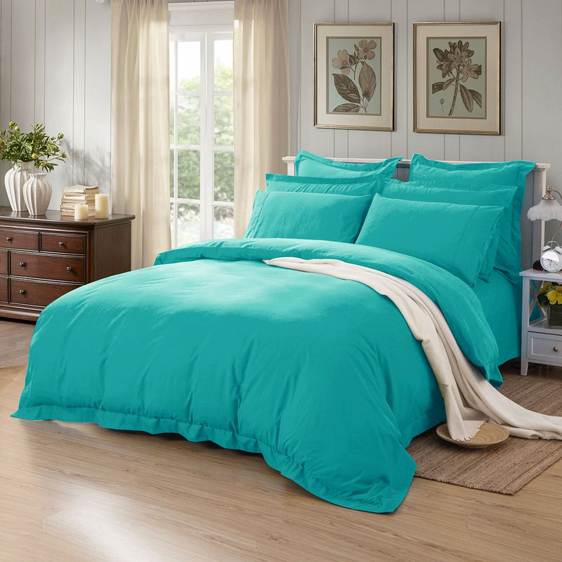 1000TC Tailored Double Size Teal Duvet Doona Quilt Cover Set Payday Deals