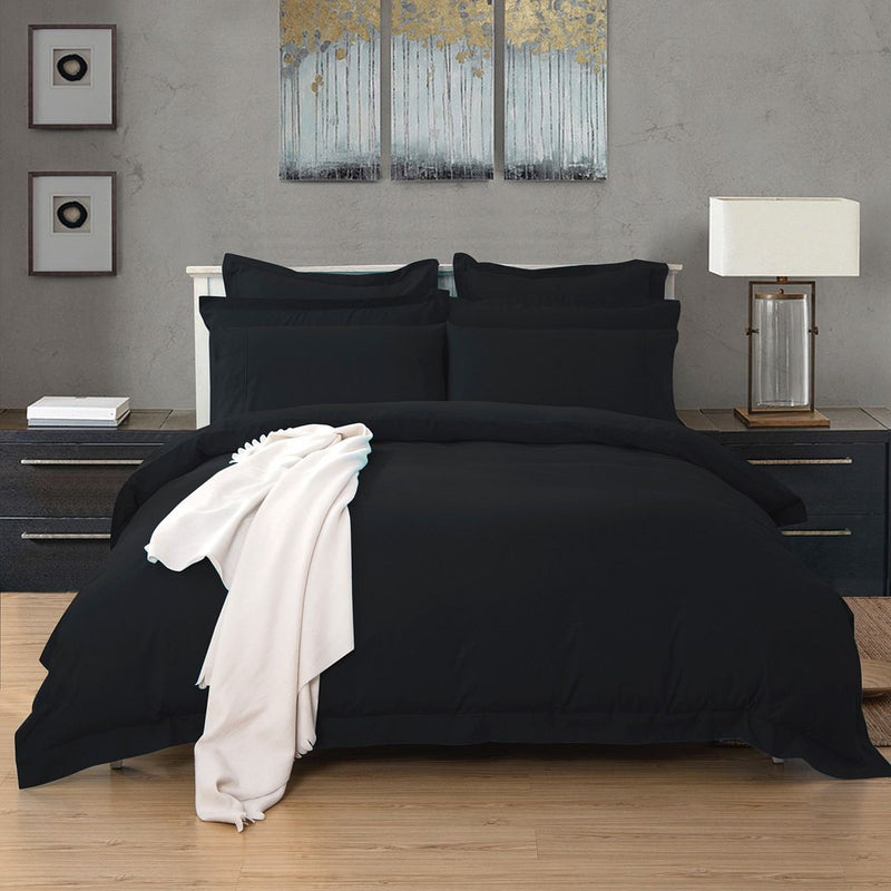 1000TC Tailored King Single Size Black Duvet Doona Quilt Cover Set Payday Deals