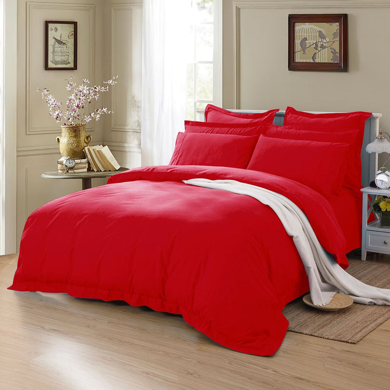 1000TC Tailored King Single Size Red Duvet Doona Quilt Cover Set Payday Deals