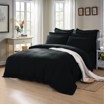 1000TC Tailored Single Size Black Duvet Doona Quilt Cover Set Payday Deals