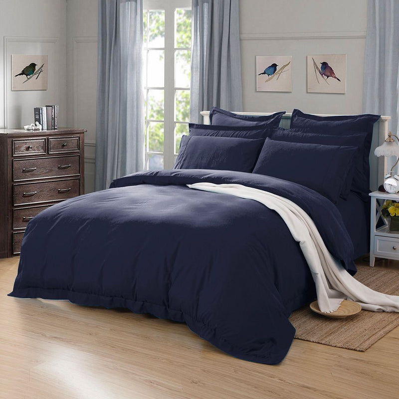 1000TC Tailored Super King Size Quilt/Doona/Duvet Cover Set - Midnight Blue Payday Deals