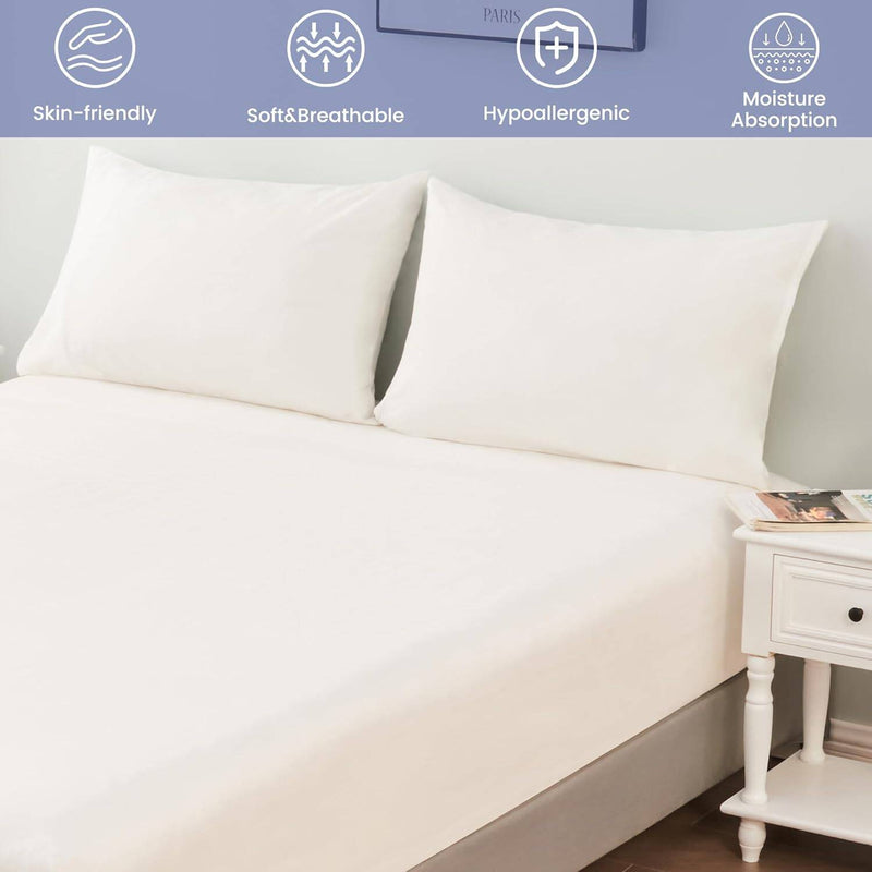 1000TC Thread Count King 100% Cotton Fitted Bed Sheet & 2 Pillow Case Set in White Payday Deals