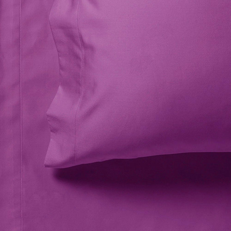1000TC Ultra Soft Fitted Sheet & 2 Pillowcases Set - Queen Size Bed - Purple Payday Deals