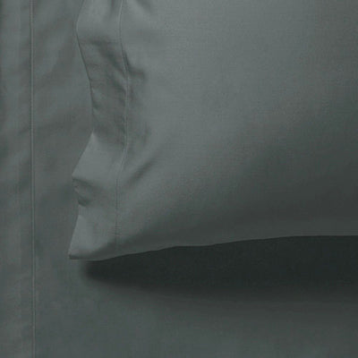 1000TC Ultra Soft Fitted Sheet & Pillowcase Set - Single Size Bed - Charcoal Payday Deals
