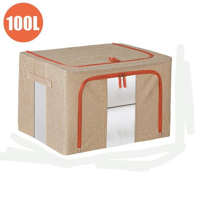 100L Cloth Storage Box Closet Organizer Storage Bags Clothes Storage Bags Wardrobe Organizer Idea CREAM Payday Deals