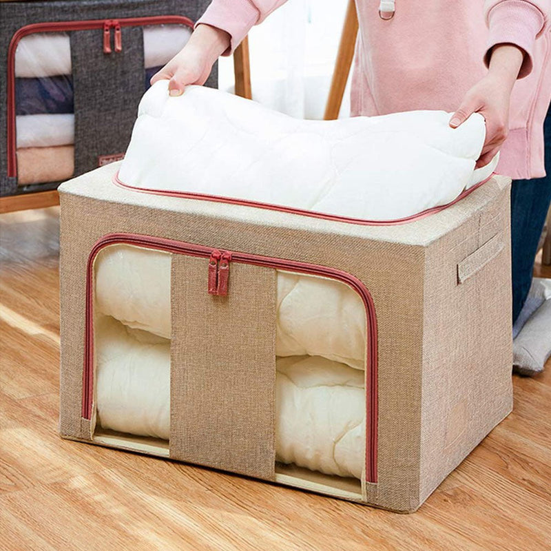 100L Cloth Storage Box Closet Organizer Storage Bags Clothes Storage Bags Wardrobe Organizer Idea CREAM Payday Deals