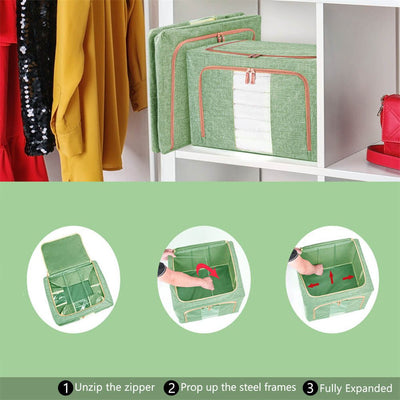 100L Cloth Storage Box Closet Organizer Storage Bags Clothes Storage Bags Wardrobe Organizer Idea GREEN Payday Deals
