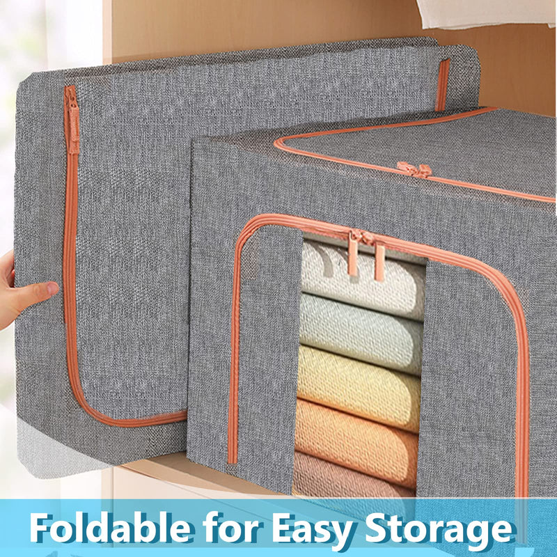 100L Cloth Storage Box Closet Organizer Storage Bags Clothes Storage Bags Wardrobe Organizer Idea Grey Payday Deals