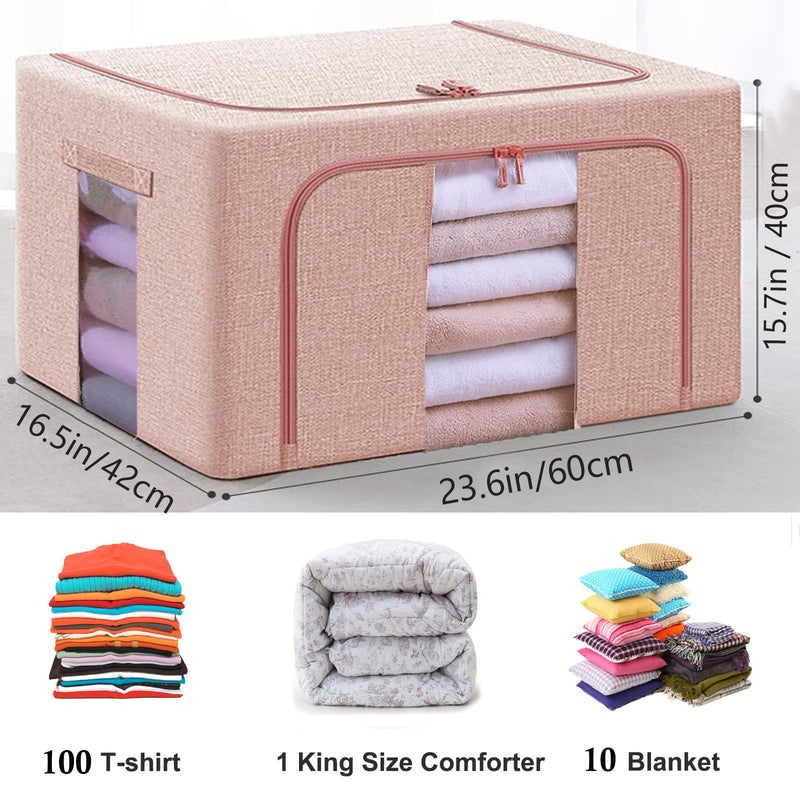 100L Cloth Storage Box Closet Organizer Storage Bags Clothes Storage Bags Wardrobe Organizer Idea PINK Payday Deals