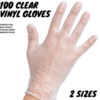 100pcs Clear Vinyl Disposable Examination Gloves Powder Free Payday Deals