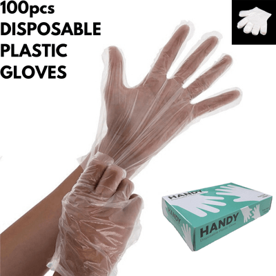 100pcs HANDY Disposable Plastic Gloves Transparent Food Handling Hygienic Catering Payday Deals