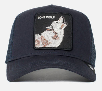 Goorin Brothers Mens Baseball Trucker Cap Hat Snapback The Lone Wolf - Navy