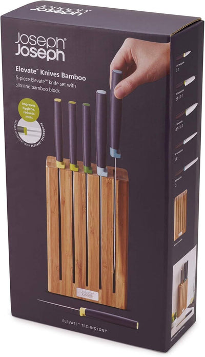 Joseph Joseph Elevate 5pcs Knife Set w/ Slimline Bamboo Storage Block