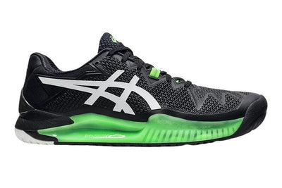 ASICS Mens Gel-Resolution 8 Clay Tennis Shoes Herringbone Sole in Black/Green Gecko