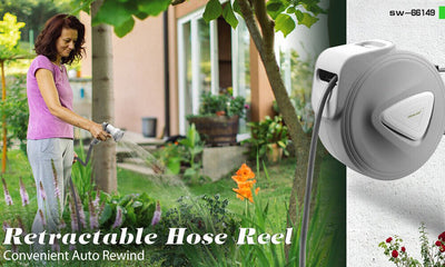 10M Retractable Garden Air Hose Reel Storage Auto Rewind Wall Mounted Grey AU Payday Deals