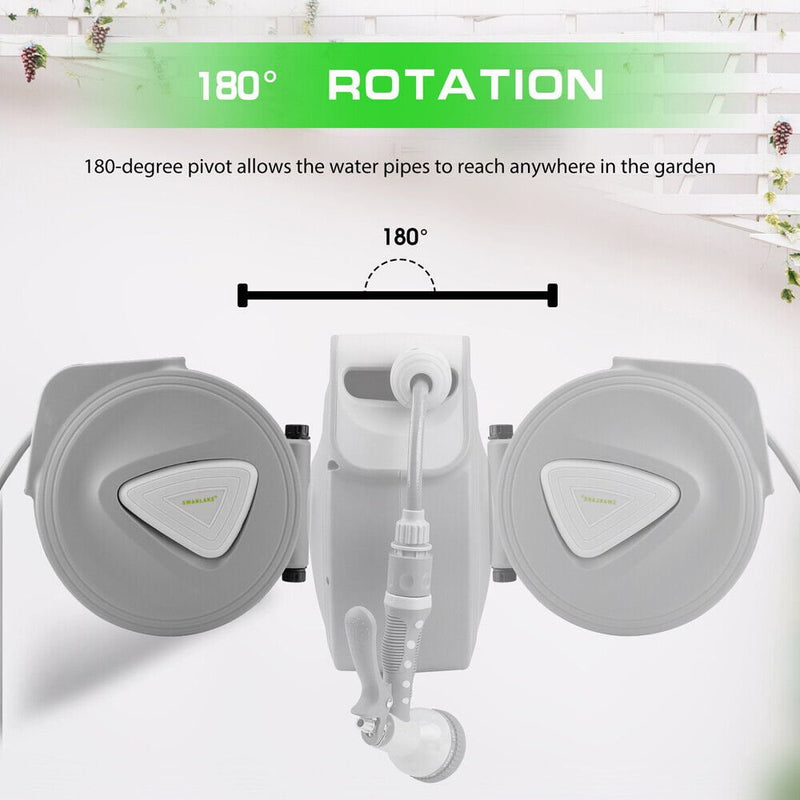 10M Retractable Garden Air Hose Reel Storage Auto Rewind Wall Mounted Grey AU Payday Deals