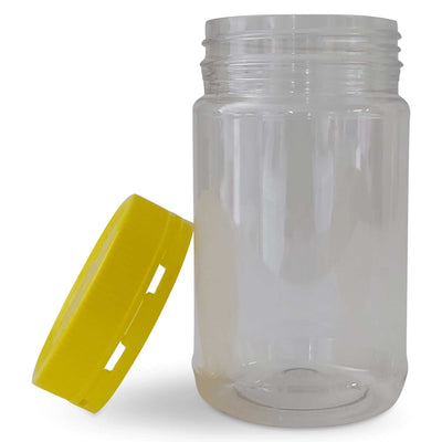 10x 500g Plastic Honey Jars + Lids - Round Clear Food Grade Packaging Containers Payday Deals