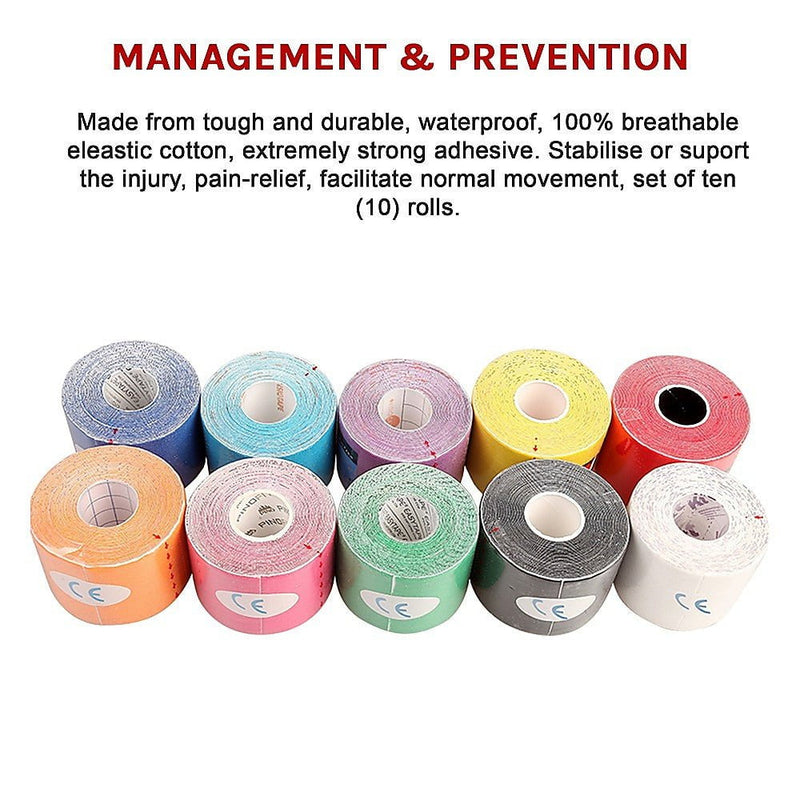 10x 5Mx5CM of Waterproof Kinesiology Sports Tape Payday Deals