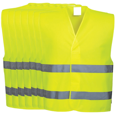 10x Hi Vis Safety Vest Reflective Tape Workwear Night & Day Bulk - Yellow - One Size