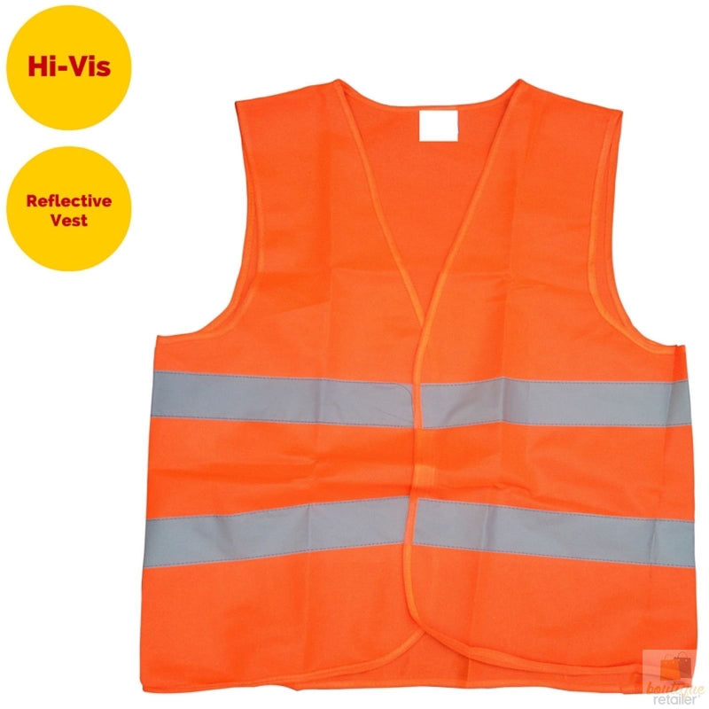 10x Hi Vis Safety VEST Reflective Tape Workwear Orange ONE SIZE Night & Day BULK Payday Deals