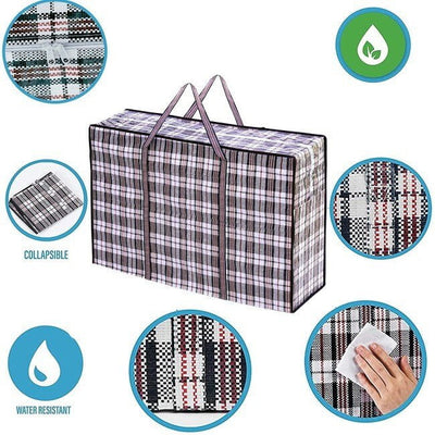 10x Large Stripe Bag Packing Storage Strip Zip Shopping Travel Check House Moving 65cm x 55cm x 30cm Payday Deals