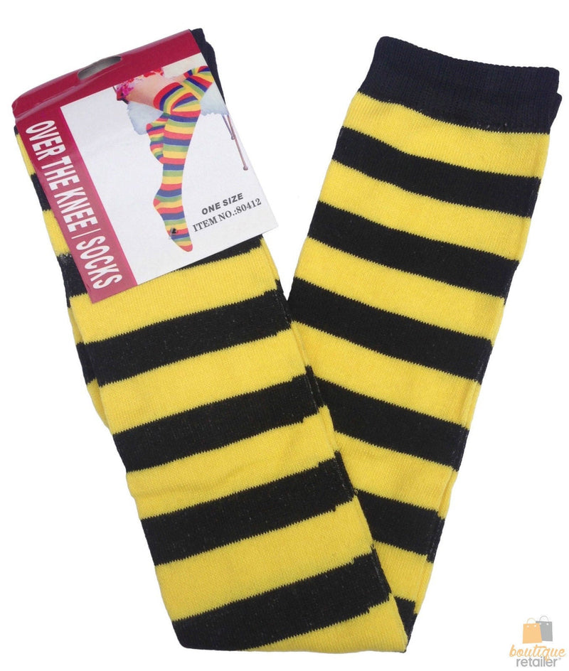 10x OVER THE KNEE SOCKS Plain Striped High Thigh Ladies Long Stocking BULK Price Payday Deals