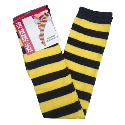 10x OVER THE KNEE SOCKS Plain Striped High Thigh Ladies Long Stocking BULK Price Payday Deals