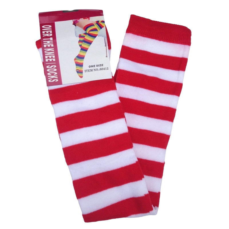 10x OVER THE KNEE SOCKS Plain Striped High Thigh Ladies Long Stocking BULK Price Payday Deals