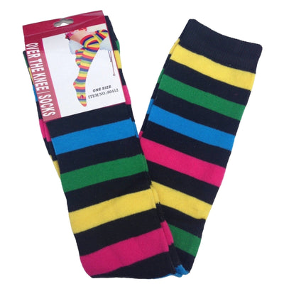 10x OVER THE KNEE SOCKS Plain Striped High Thigh Ladies Long Stocking BULK Price Payday Deals