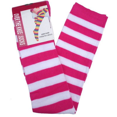 10x OVER THE KNEE SOCKS Plain Striped High Thigh Ladies Long Stocking BULK Price Payday Deals