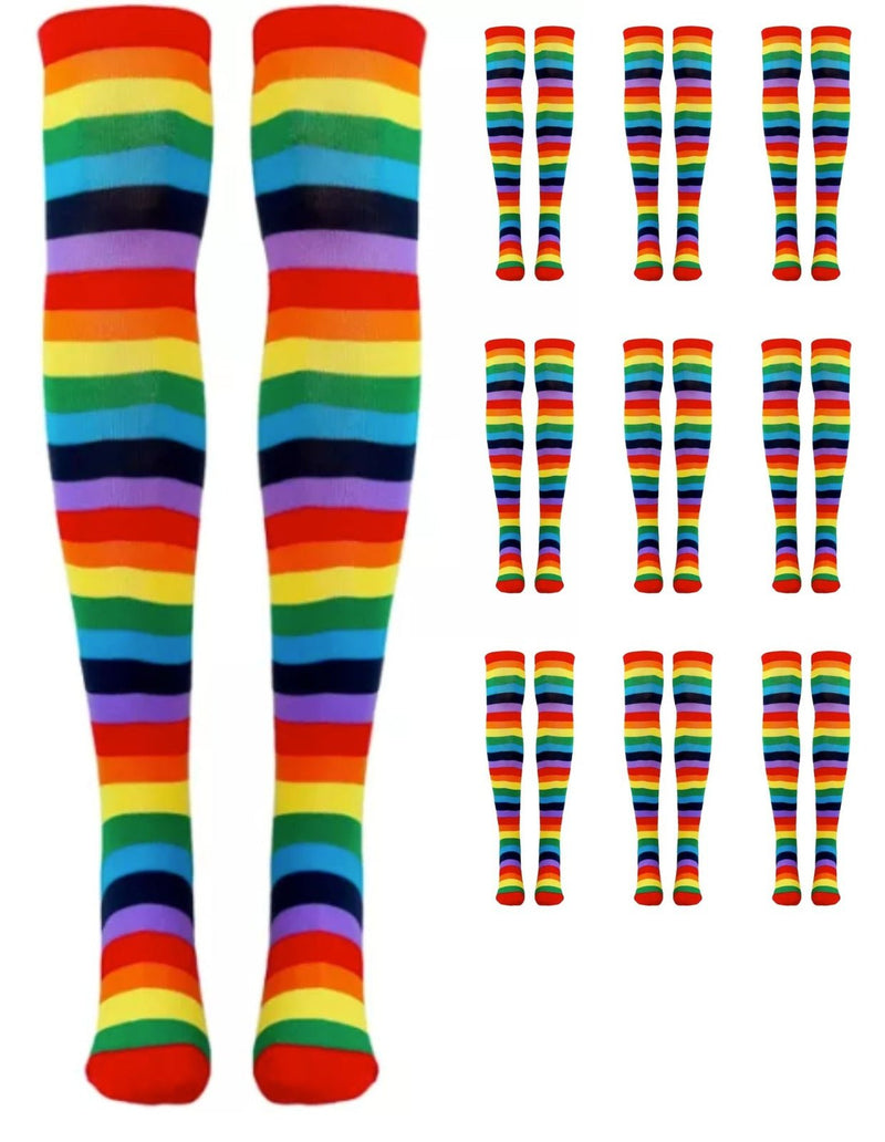 10x OVER THE KNEE SOCKS Plain Striped High Thigh Ladies Long Stocking BULK Price Payday Deals