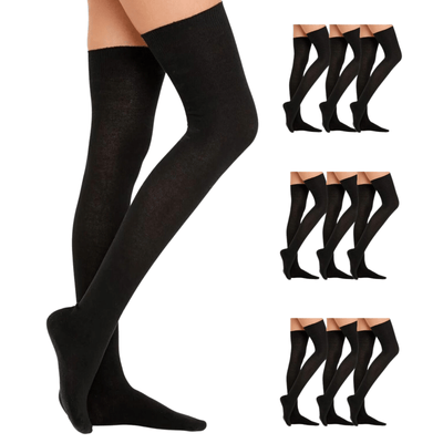 10x OVER THE KNEE SOCKS Plain Striped High Thigh Ladies Long Stocking BULK Price Payday Deals