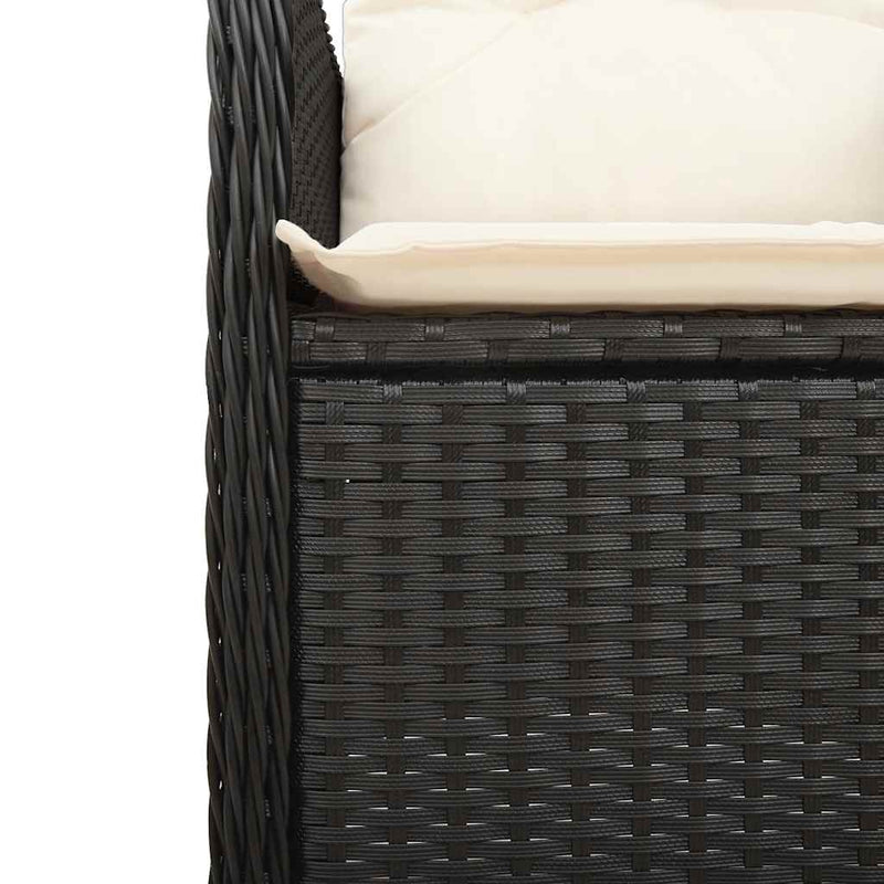 11 Piece Garden Bistro Set with Cushions Black Poly Rattan Payday Deals