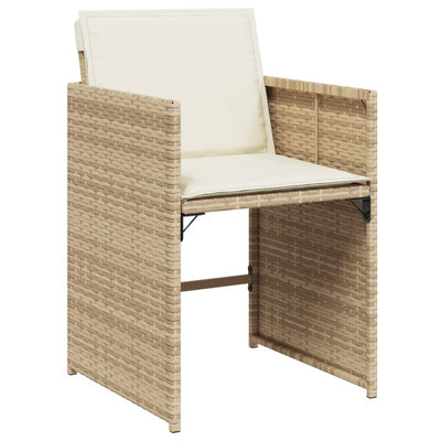 11 Piece Garden Dining Set with Cushions Beige Poly Rattan Payday Deals