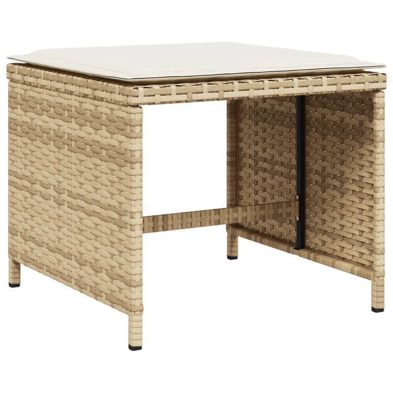 11 Piece Garden Dining Set with Cushions Beige Poly Rattan Payday Deals