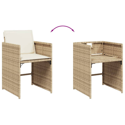 11 Piece Garden Dining Set with Cushions Beige Poly Rattan Payday Deals