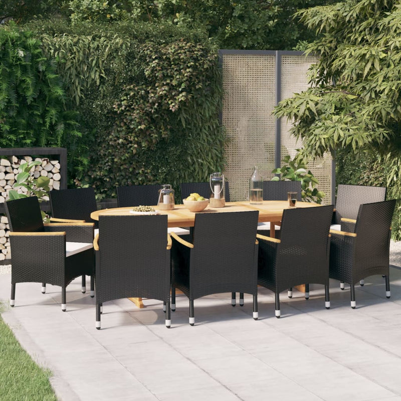 11 Piece Garden Dining Set with Cushions Black Payday Deals