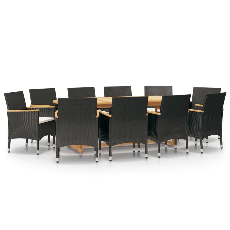 11 Piece Garden Dining Set with Cushions Black Payday Deals