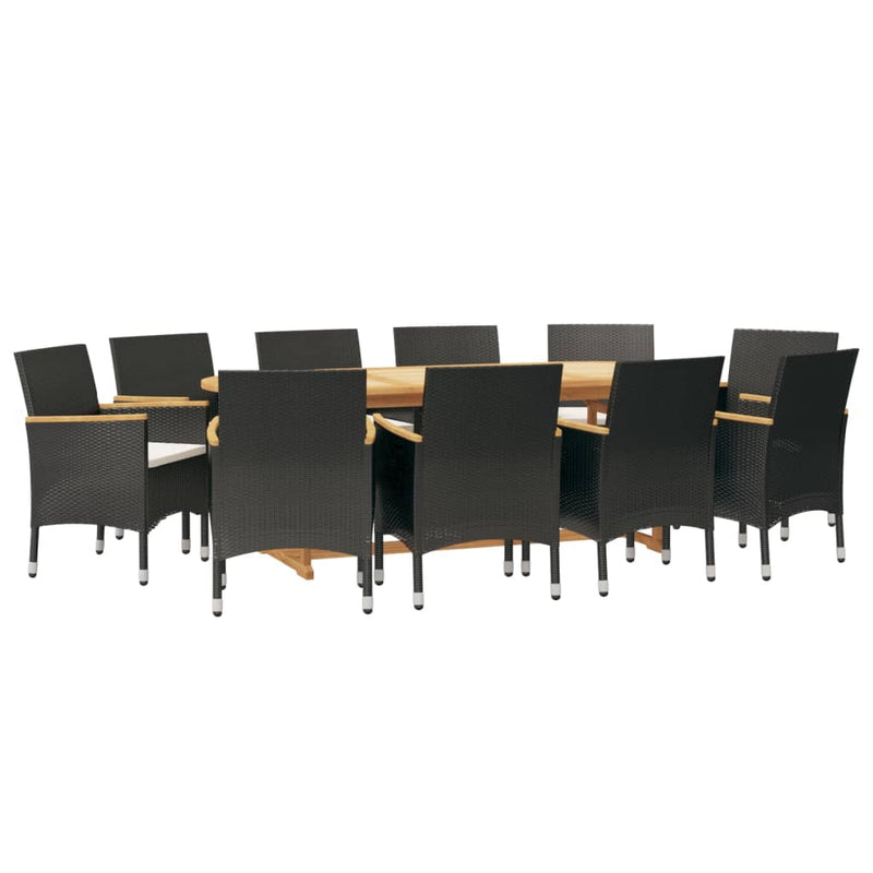 11 Piece Garden Dining Set with Cushions Black Payday Deals