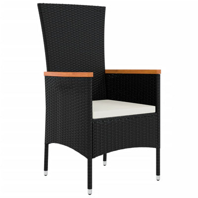 11 Piece Garden Dining Set with Cushions Black Poly Rattan Payday Deals