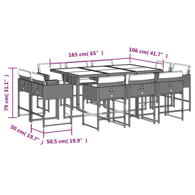 11 Piece Garden Dining Set with Cushions Light Grey Poly Rattan Payday Deals