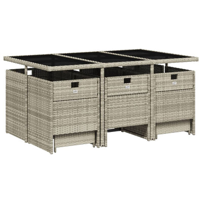 11 Piece Garden Dining Set with Cushions Light Grey Poly Rattan Payday Deals