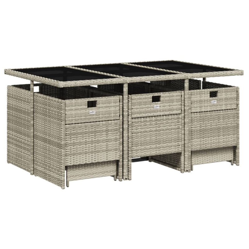 11 Piece Garden Dining Set with Cushions Light Grey Poly Rattan Payday Deals