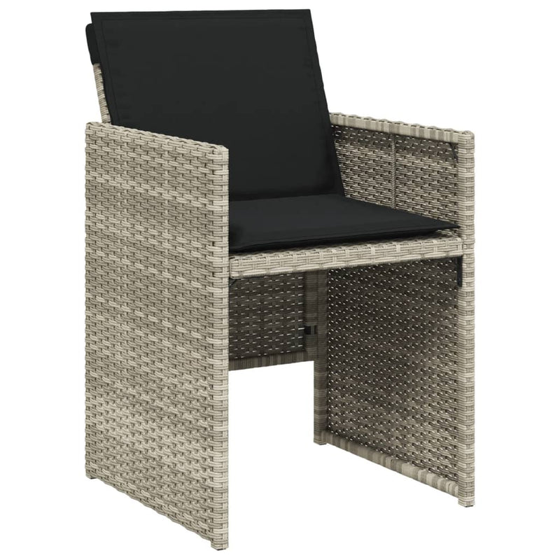 11 Piece Garden Dining Set with Cushions Light Grey Poly Rattan Payday Deals