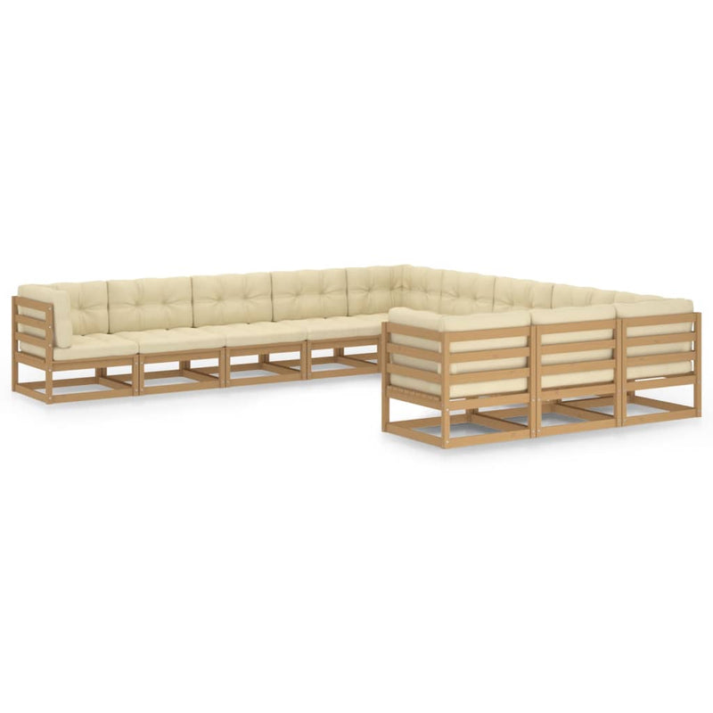 11 Piece Garden Lounge Set&Cushions Honey Brown Solid Pinewood Payday Deals