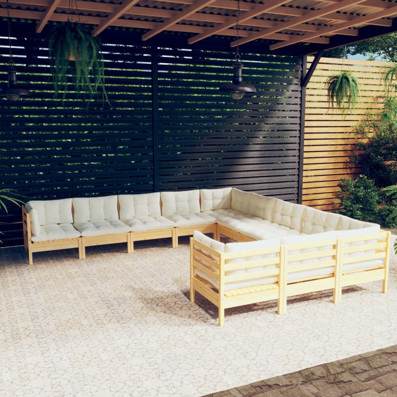 11 Piece Garden Lounge Set with Cream Cushions Pinewood Payday Deals