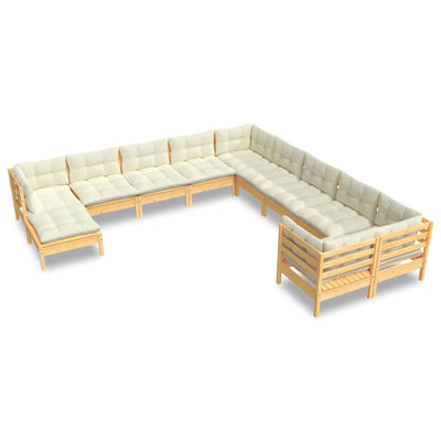 11 Piece Garden Lounge Set with Cream Cushions Pinewood Payday Deals
