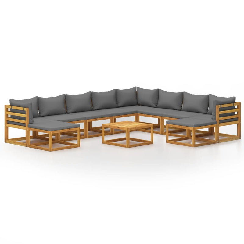 11 Piece Garden Lounge Set with Cushion Solid Acacia Wood Payday Deals