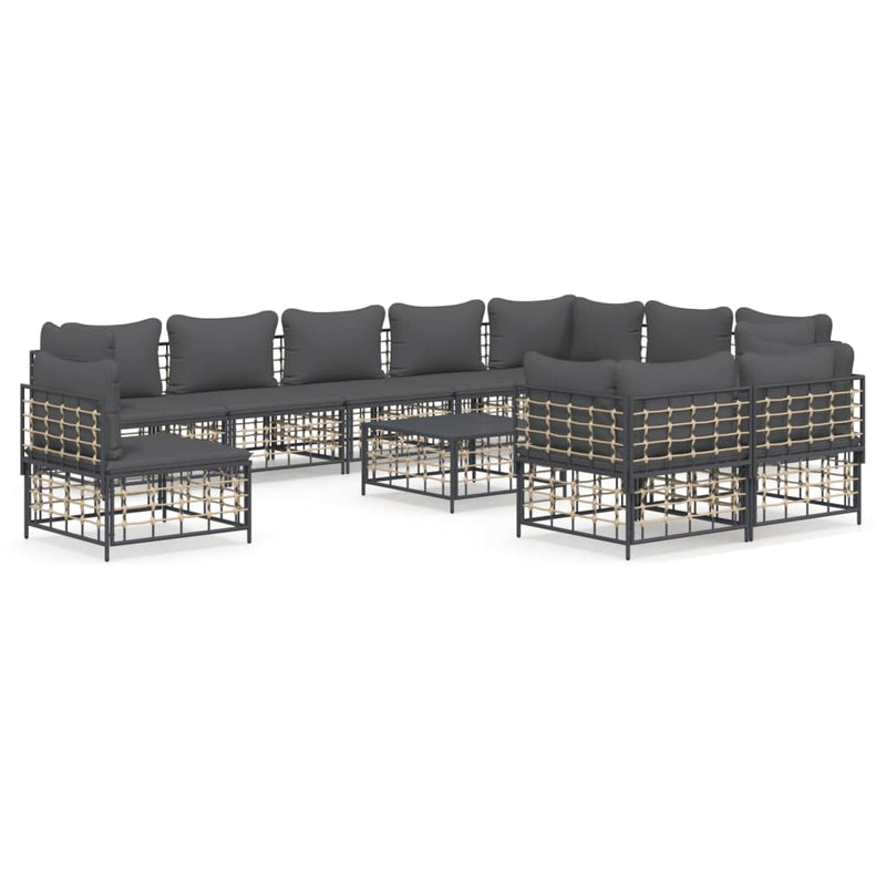 11 Piece Garden Lounge Set with Cushions Anthracite Poly Rattan Payday Deals