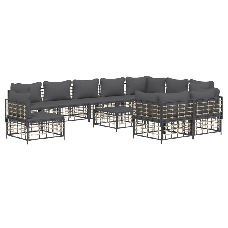 11 Piece Garden Lounge Set with Cushions Anthracite Poly Rattan Payday Deals